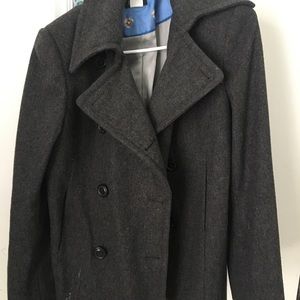 Grey double breasted peacoat